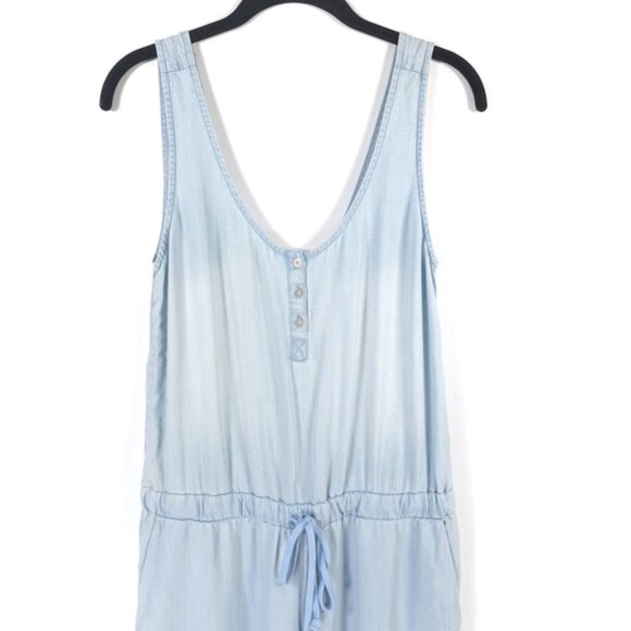 Cloth & Stone‎ Deep Surplice Back Blue Chambray Jumpsuit TENCEL 06609-670 SMALL - Picture 7 of 14